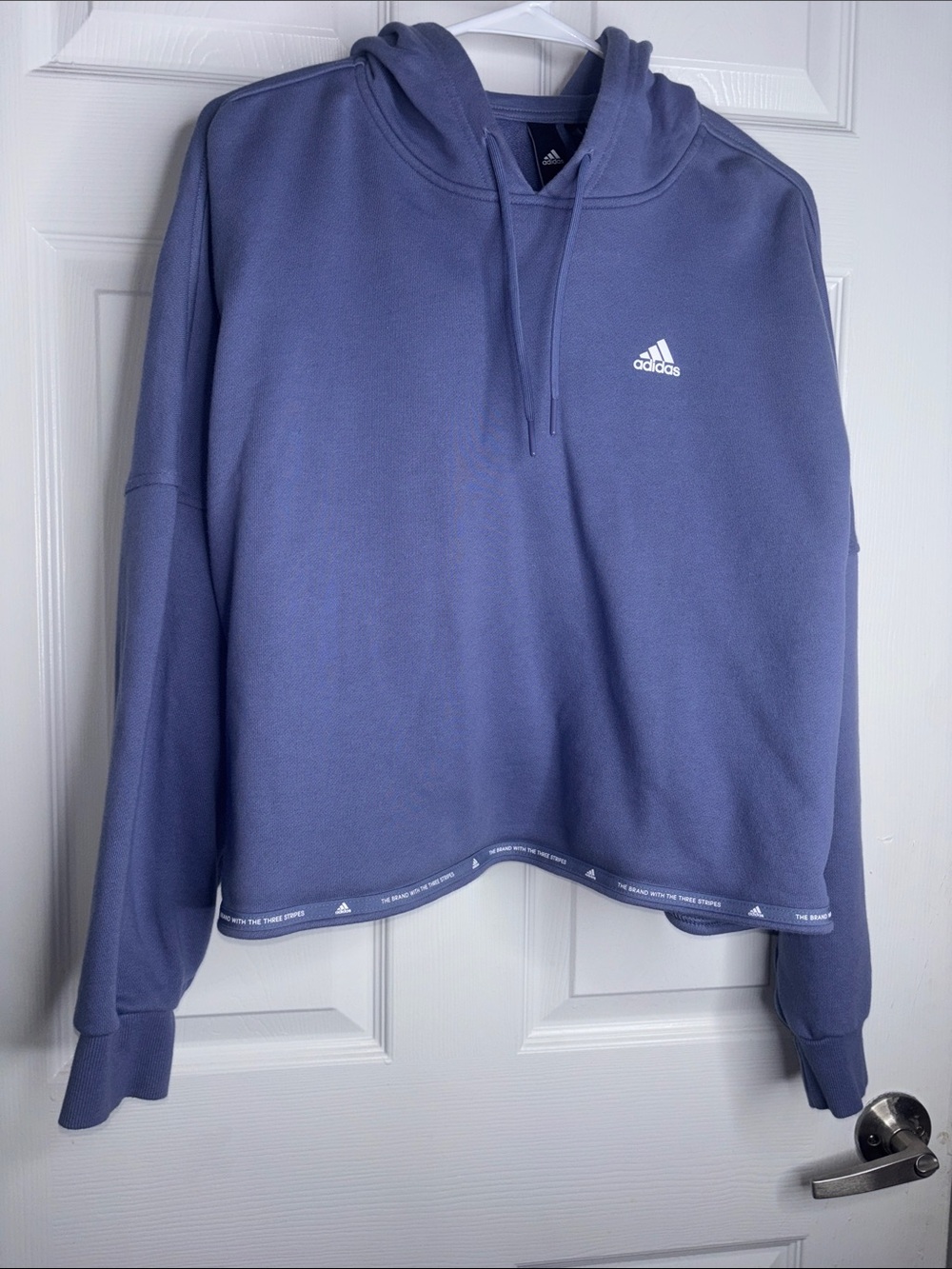 adidas Men’s Crewneck Hoodie in Periwinkle Blue